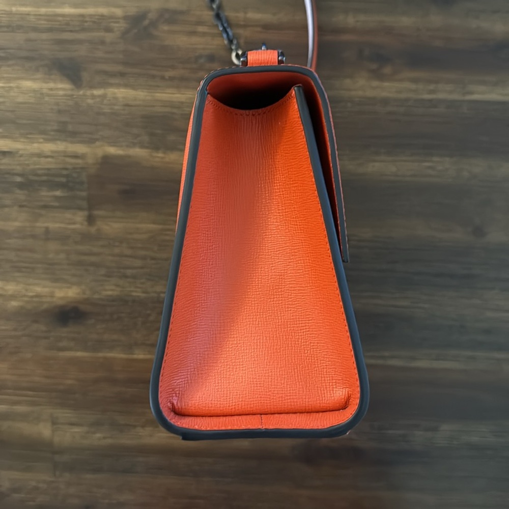 Longchamp Le Pliage Heritage Orange Colorblock Leather Shoulder Bag - Picture 4 of 16
